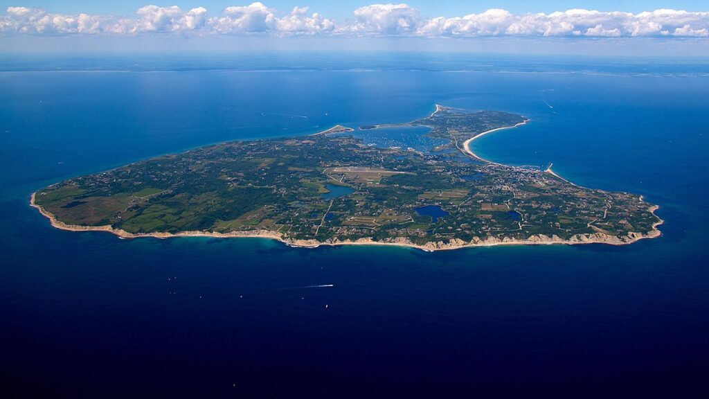 An aerial view of Block Island